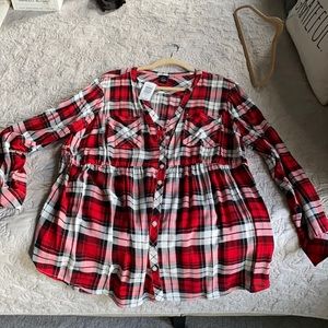 Torrid red plaid button down tunic